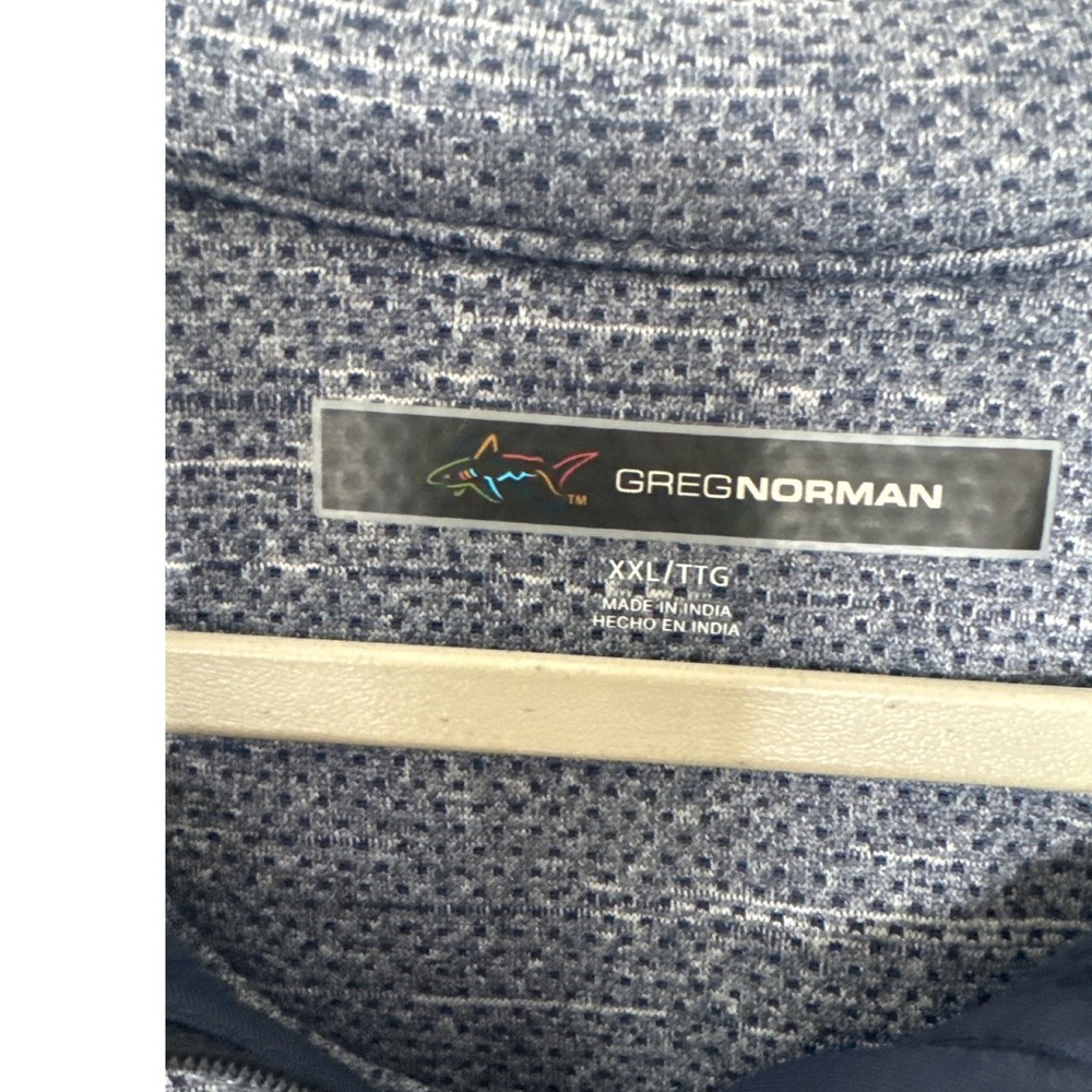 Greg Norman Mens XXL Navy Blue Space Dye Quarter Zip Golf Pullover Sweater Mock - Picture 2 of 3